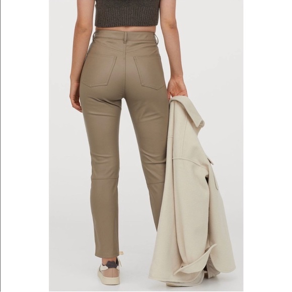 H&M Beige Faux Leather Pants - Picture 2 of 5
